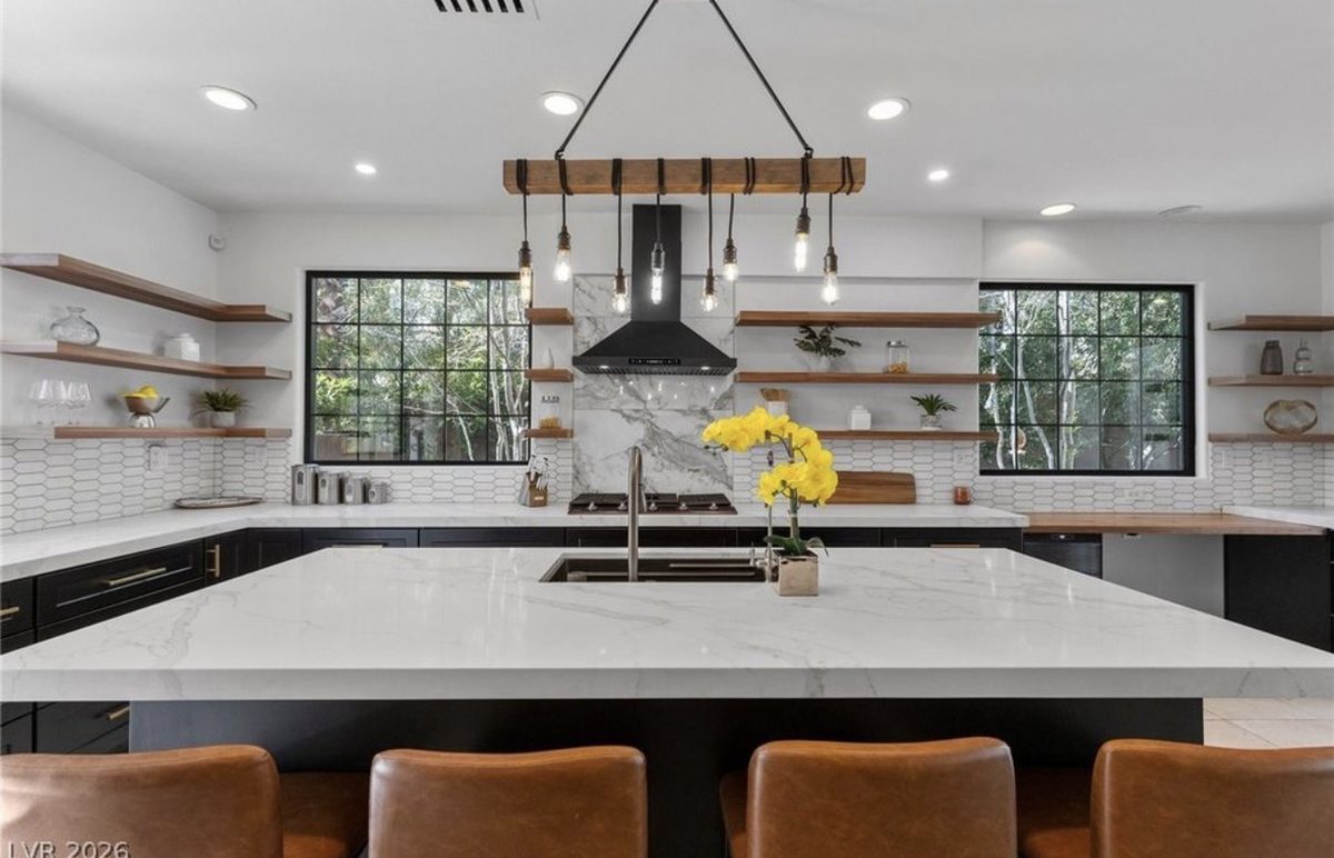 Farmhouse Kitchen with Marble Island